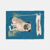 Name Pug Pet Dog  Fleece Deken (Voorkant (Horizontaal))