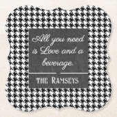 Name Quote. Black & White Houndstooth Bracket Kartonnen Onderzetters (Voorkant)