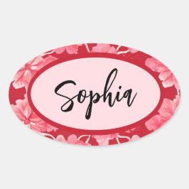 Name Sticker Personalized Pink Floral