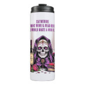 Name Text, Drink Wine Read Books Nun Blush Skull   Thermosbeker (Voorkant)