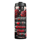 Name Text, Red Roses Hearts & Books Thermosbeker (Voorkant)