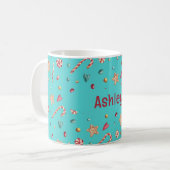 Name, Turquoise Candy & Cookies 11oz Coffee Mug Koffiemok (Voorkant links)
