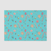 Name, Turquoise Candy Cookies Christmas 3 pcs Tissuepapier (Voorkant)