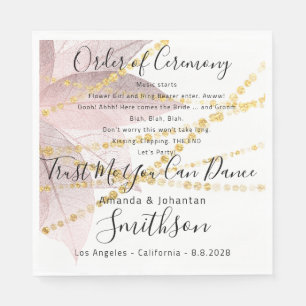 Name Wedding Program Roos Gold Funny Quottes Servet