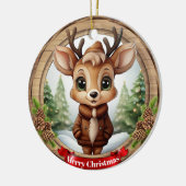 Name Whimsical Reindeer Rustic Holiday Tree 🦌🎄 Keramisch Ornament (Links)