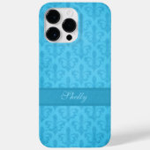Named Fleur de Lis damask blue Case-Mate iPhone Case (Achterkant)