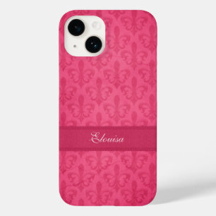 Named Fleur de Lis damask roze iphone 6 hoesje