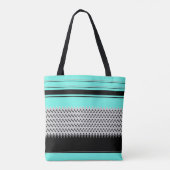 Named Mint Stripes en Chevron Tote Bag (Achterkant)