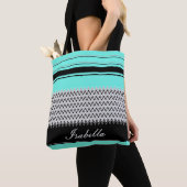 Named Mint Stripes en Chevron Tote Bag (Dichtbij)