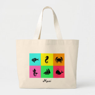 Namedrop Nation_Maui_multi-color, multiicon Grote Tote Bag