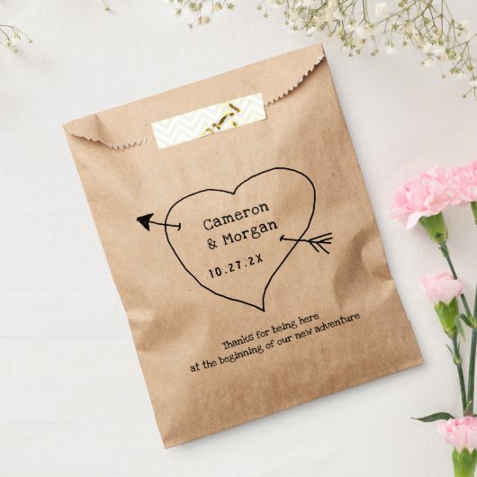 Namen Binnen Hartpijl Bruiloft Favor Tassen Bedankzakje (Gezegeld)