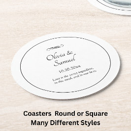 Namen Datum Bericht Zwart Wit Oneindigheid Scrolle Ronde Kartonnen Onderzetter