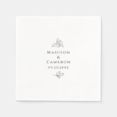 Namen & Datum Elegante bruiloft bladeren zwart & w Servet (Voorkant)