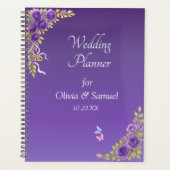 Namen & datum paarse mauve bloemen & wit toevoegen planner (Voorkant)