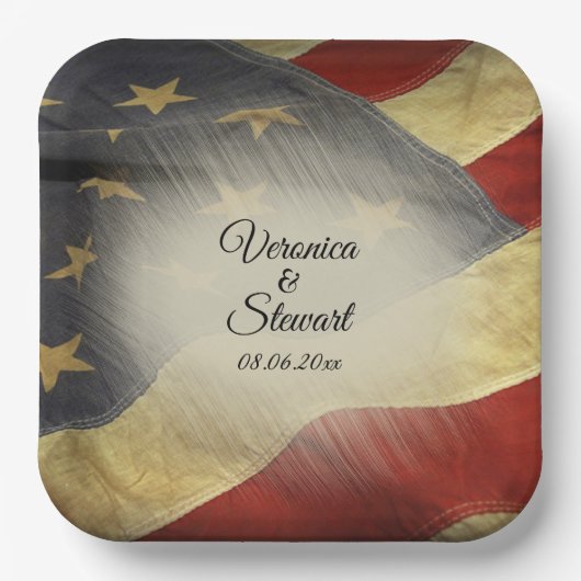 Namen en datum van de Amerikaanse vlag Papieren Bordje (Voorkant)