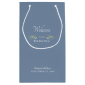 Namen en datum voor bruiloft voor Periwinkle Klein Cadeauzakje (Achterkant)