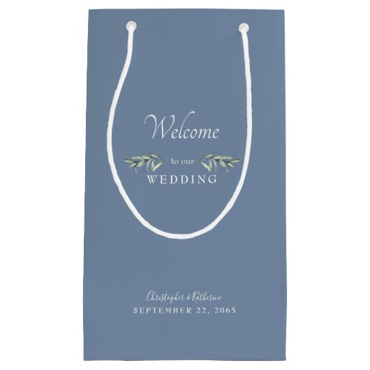 Namen en datum voor bruiloft voor Periwinkle Klein Cadeauzakje (Voorkant)