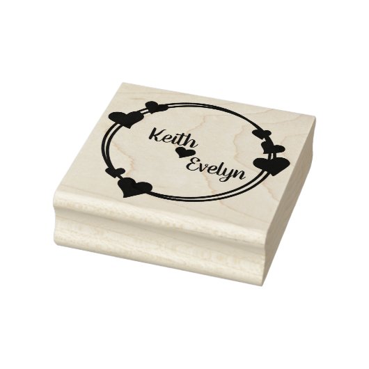 Namen en harten van koppels 	rubberstempel (Stempel)