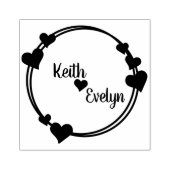 Namen en harten van koppels 	rubberstempel (Afrduk)