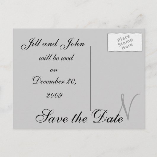 Namen en Initiaal Monogram Huwelijksaankondiging Aankondigingskaart (Achterkant)