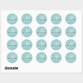 Namen en Initiaal Monogram Sticker Blauw & Wit (Vel)