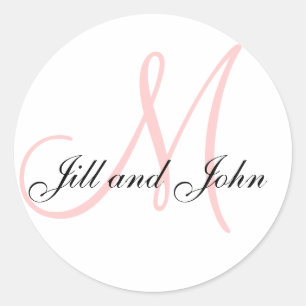 Namen en Initiaal Monogram Sticker Wit Roze