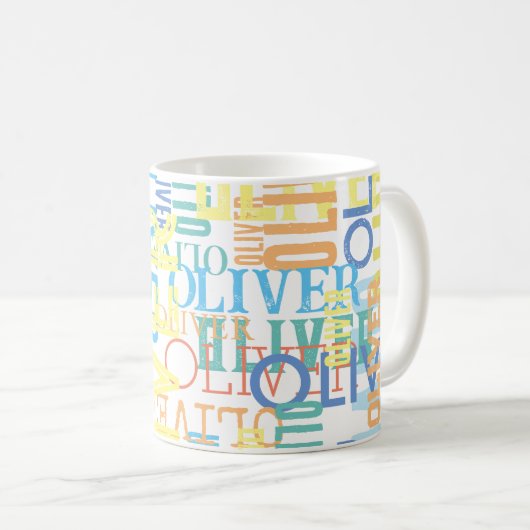 Namen gerepliceerd | Kleurenpatroon typografie Koffiemok (Voorkant rechts)