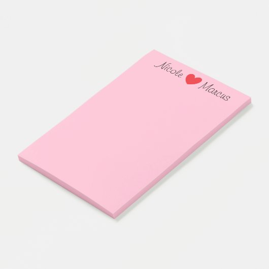 Namen & Hart Roze Post-it® Notes (Schuin)