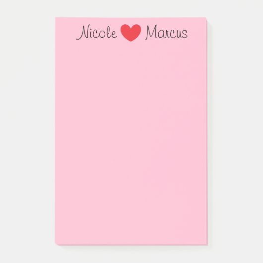 Namen & Hart Roze Post-it® Notes (Voorkant)