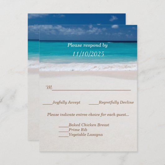 Namen in Harten op het Zand Huwelijks RSVP Kaart (Voorkant / Achterkant)