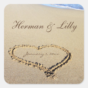 Namen in het Zand Personal Square Wedding Sticker
