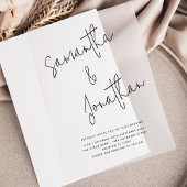 Namen in informele script bruiloft overlay vellum uitnodigingen