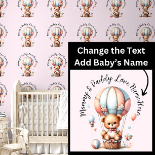Namen Liefde Baby Naam - Schattige Teddybeer op Ro Behang