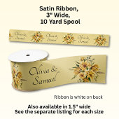 Namen toevoegen, 3" brede goudgele bloemen lint