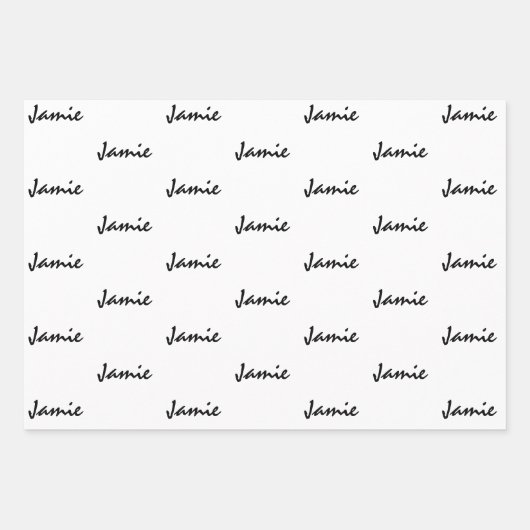 Namen toevoegen op roze zwart wit omslagpapier inpakpapier vel (Voorkant 2)