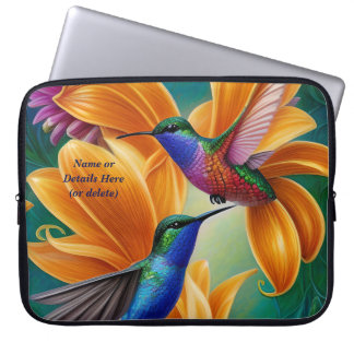 Namen toevoegen Tekst, Vogels ontvlammen op Oranje Laptop Sleeve