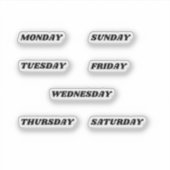 Namen van de dagen van de week Planner Retro Sticker (Voorkant)