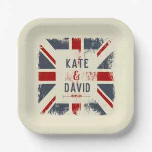 Namen van Distsed Union Jack Couple-bruiloft Papieren Bordje