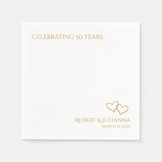 Namen van het koppel gouden harten 50ste verjaarda servet (Voorkant)