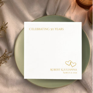 Namen van het koppel gouden harten 50ste verjaarda servet