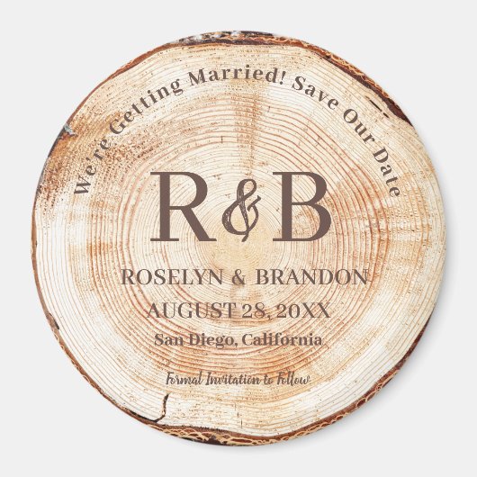 Namen van het Rustic Wedding Monogram van hout spa Magneet (Voorkant)