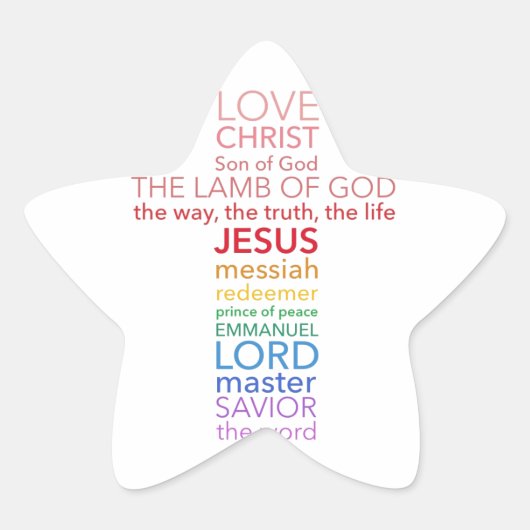 Namen van Jesus Cross Ster Sticker (Voorkant)