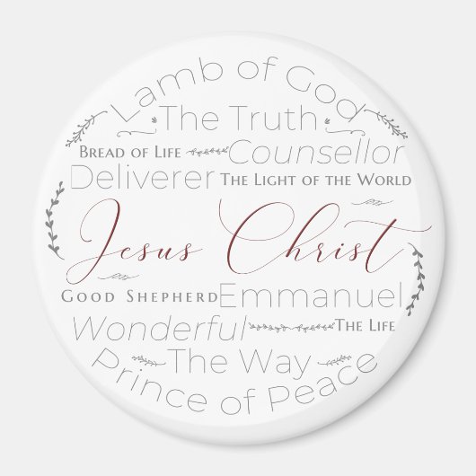 Namen van Jesus Script Typography Magnet Magneet (Voorkant)