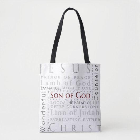 Namen van Jesus Typography Canvas tas (Voorkant)