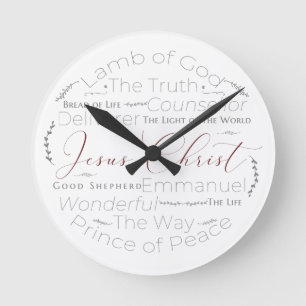 Namen van Jezus Script Typografie Clock Ronde Klok