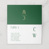 Namen van marald Green Gold Wedding Table Number (Buitenkant ongevouwen)