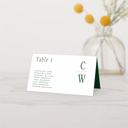 Namen van marald Green Gold Wedding Table Number (Voorkant)
