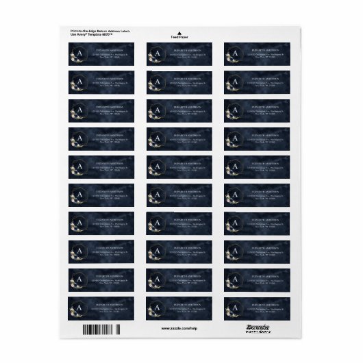Namen van marinemonogrammoonmonogram met platte bl etiket (Full Sheet)