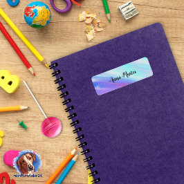 Namensaufkleber - eckig Farbverlauf - lila türkis Etiket