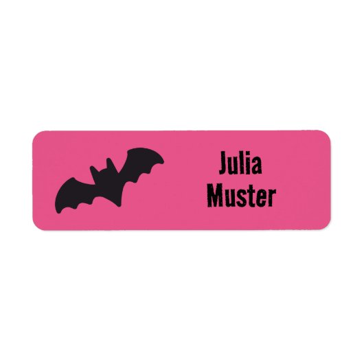 Namensaufkleber eckig - Fledermaus pink schwarz Etiket (Voorkant)